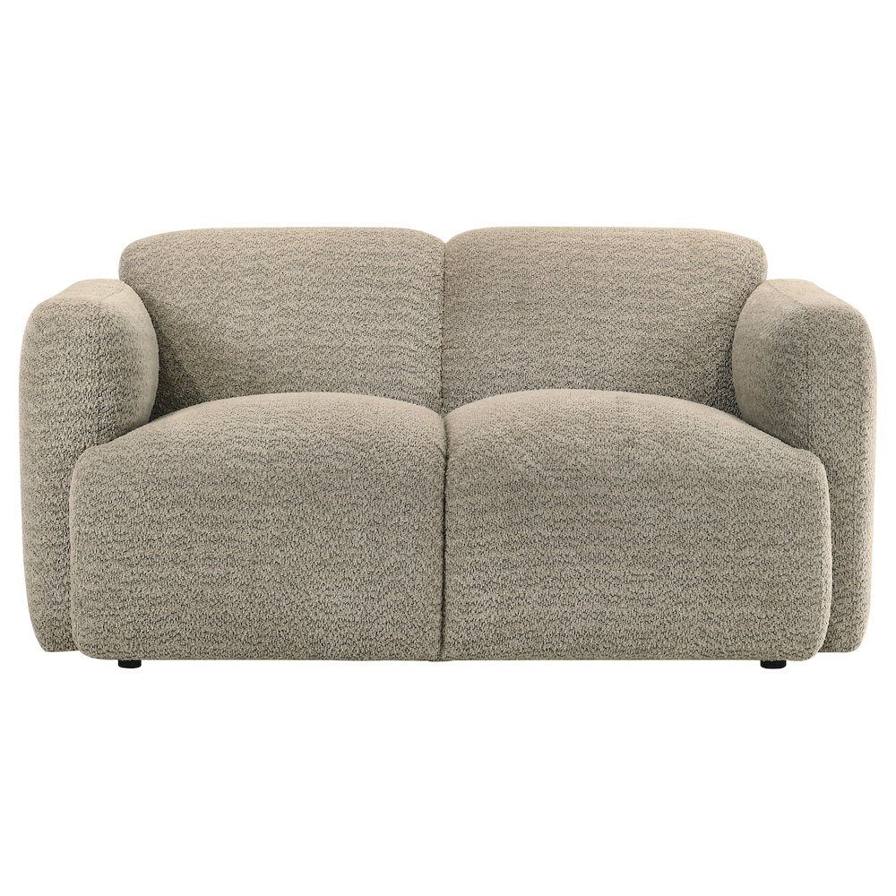 Dorset Fabric Upholstered Round Track Arm Loveseat Brown. Picture 2