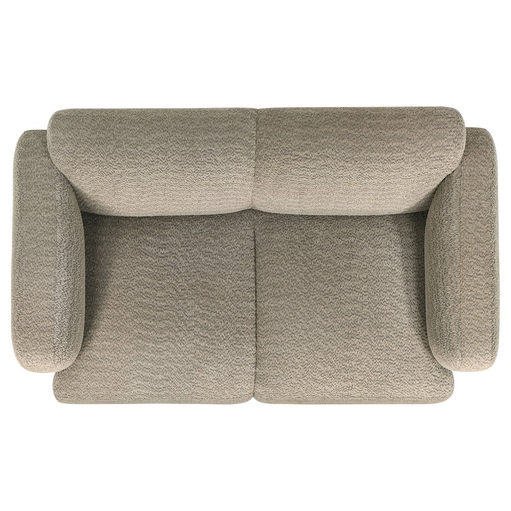 Dorset Fabric Upholstered Round Track Arm Loveseat Brown. Picture 9