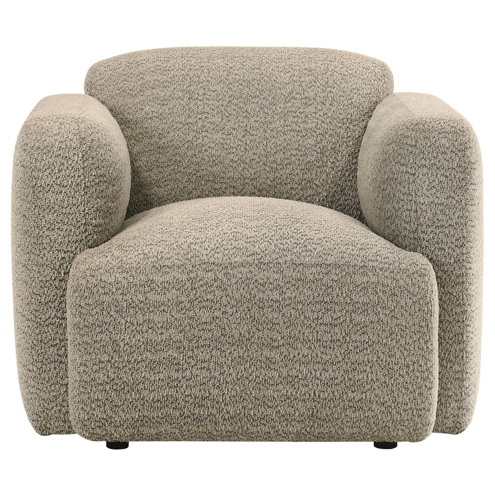 Dorset Fabric Upholstered Round Track Arm Accent Chair Brown. Picture 2