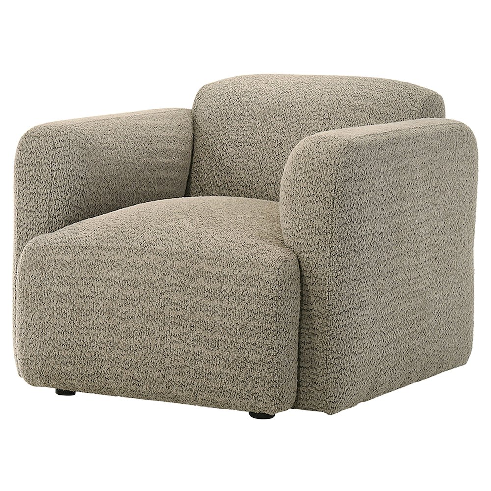Dorset Fabric Upholstered Round Track Arm Accent Chair Brown. Picture 3