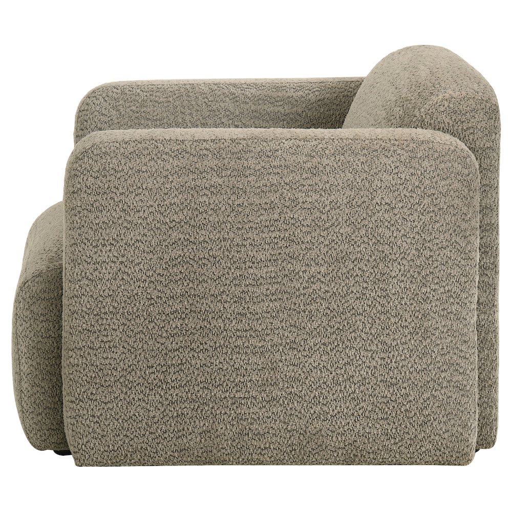 Dorset Fabric Upholstered Round Track Arm Accent Chair Brown. Picture 4