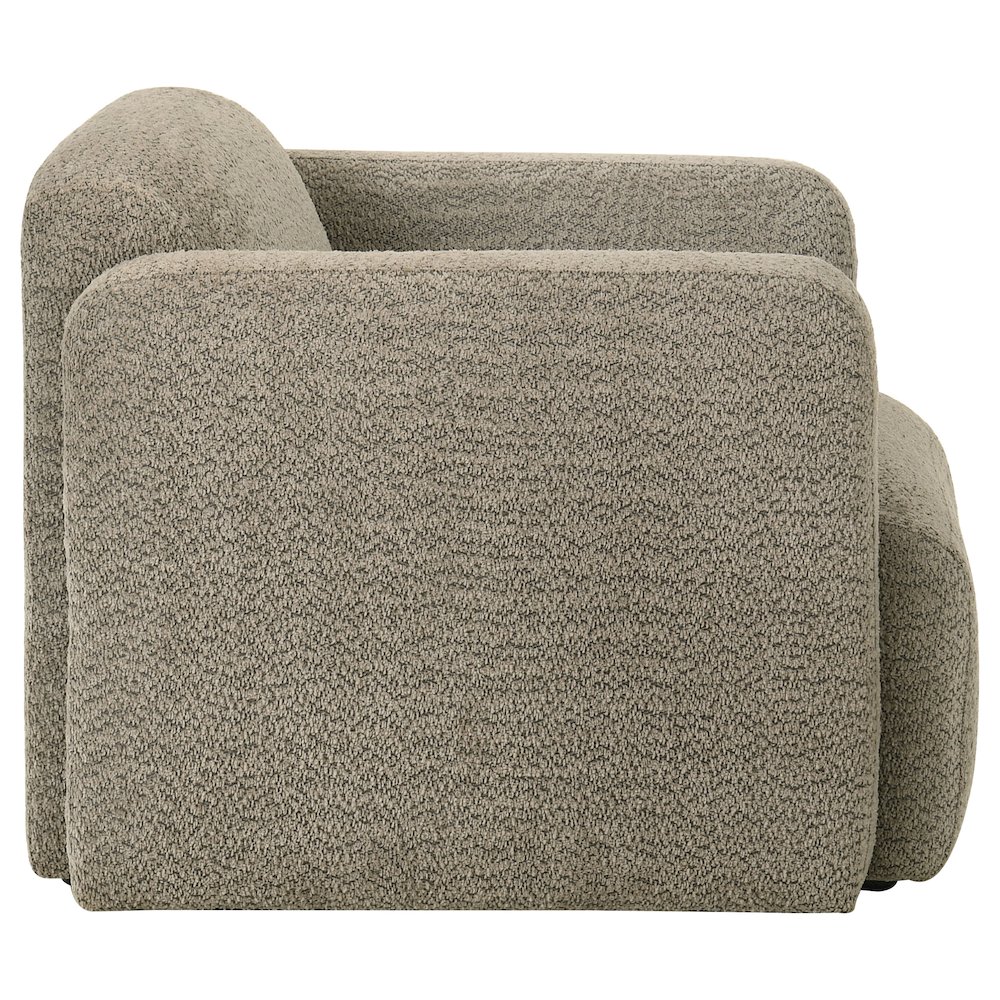Dorset Fabric Upholstered Round Track Arm Accent Chair Brown. Picture 8