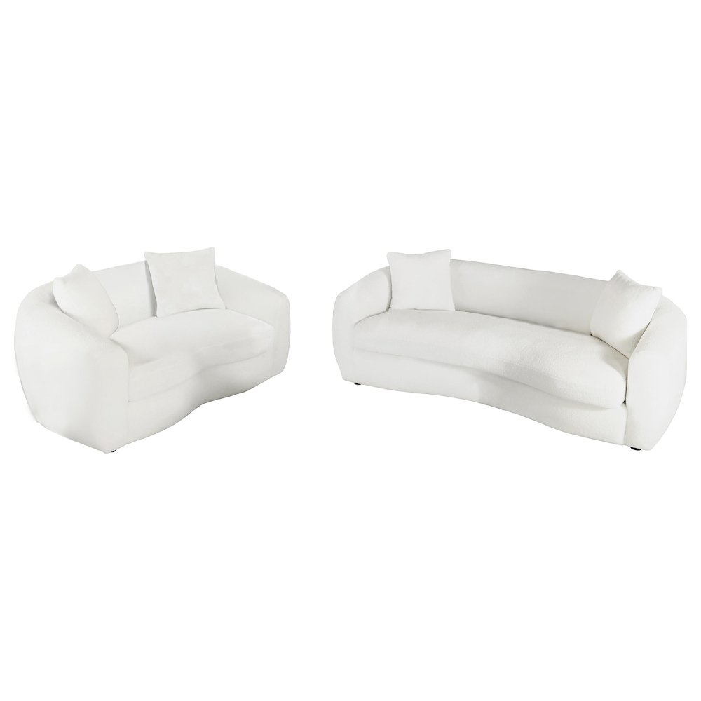 Isabella 2-piece Faux Sheepskin Upholstered Sofa Set Natural. Picture 1
