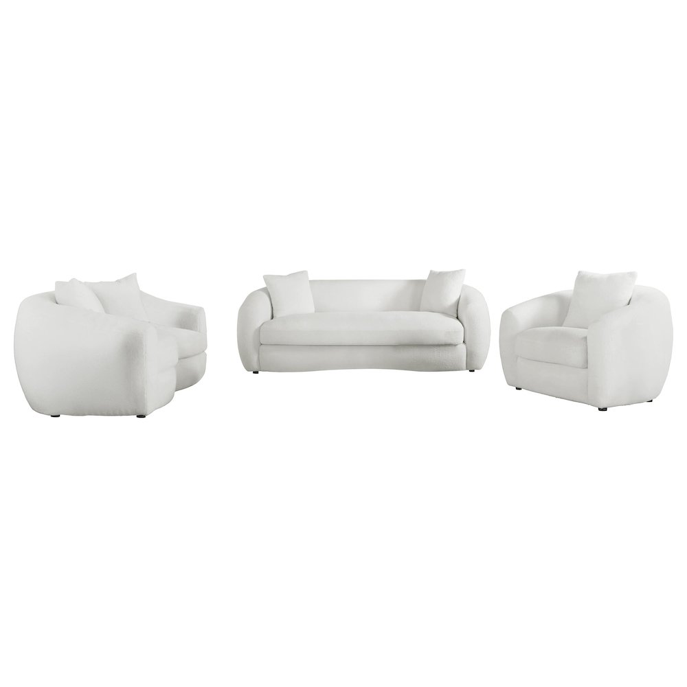 Isabella 3-piece Faux Sheepskin Upholstered Sofa Set Natural. Picture 1