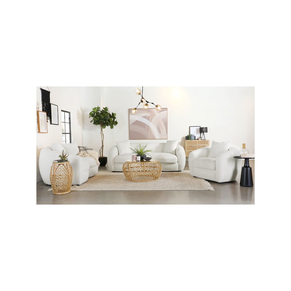Isabella 3-piece Faux Sheepskin Upholstered Sofa Set Natural. Picture 12