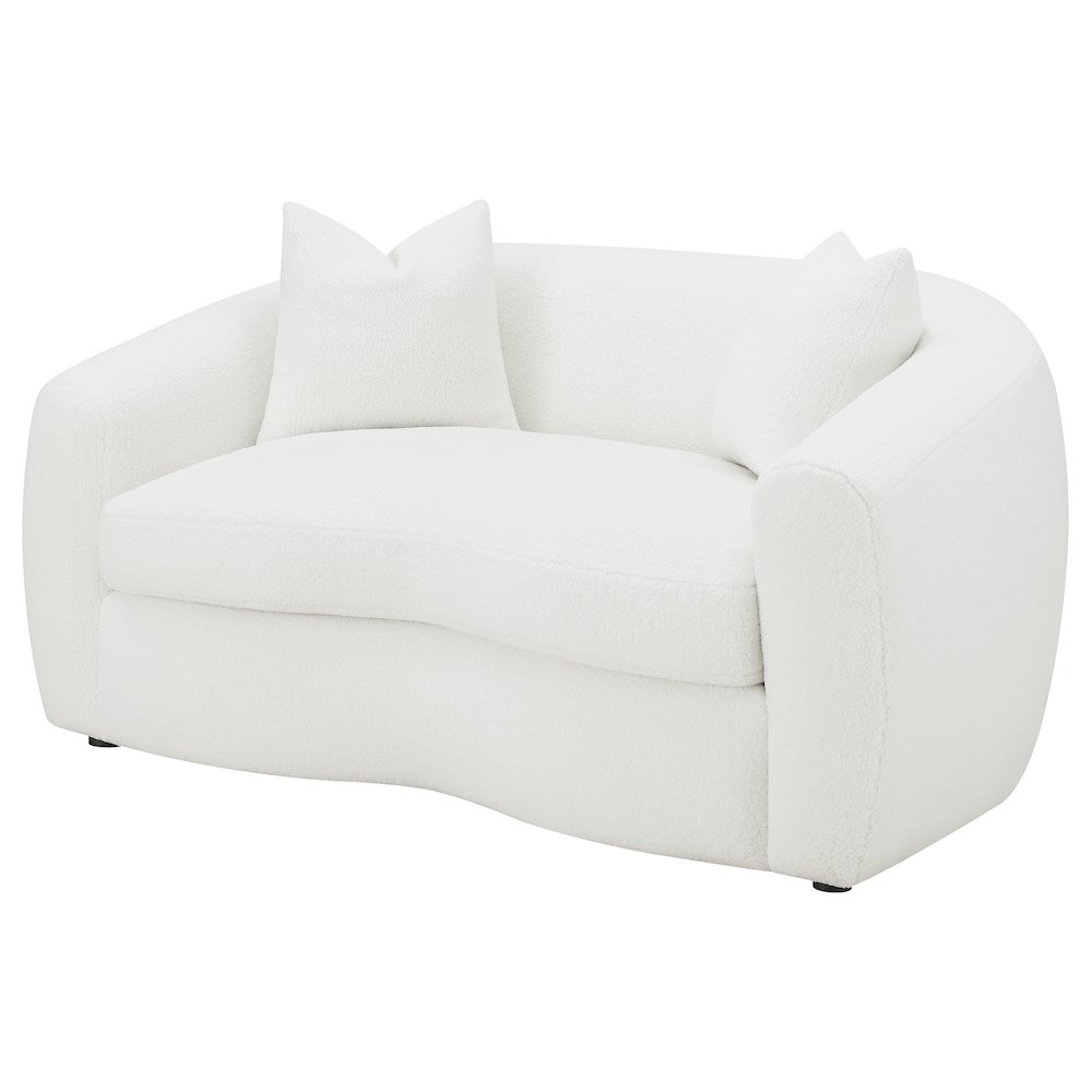 Isabella Faux Sheepskin Upholstered Loveseat Natural. Picture 4