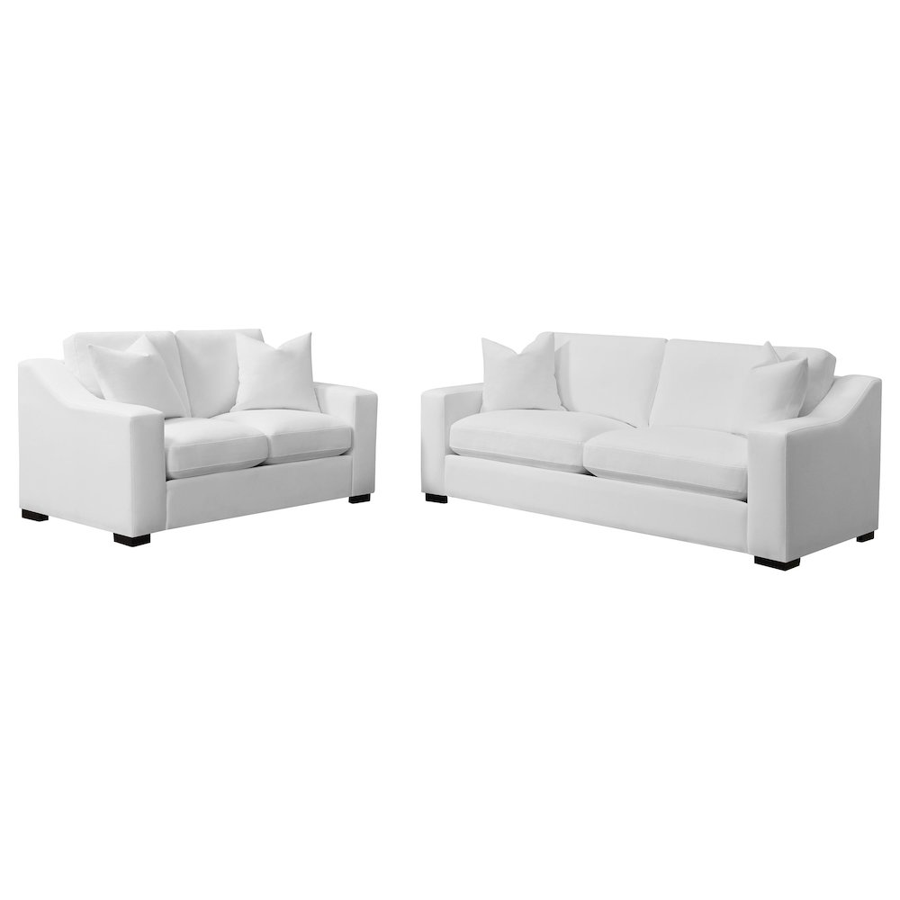 Ashlyn 2-piece Upholstered Sloped Arm Sofa Set White. Picture 1