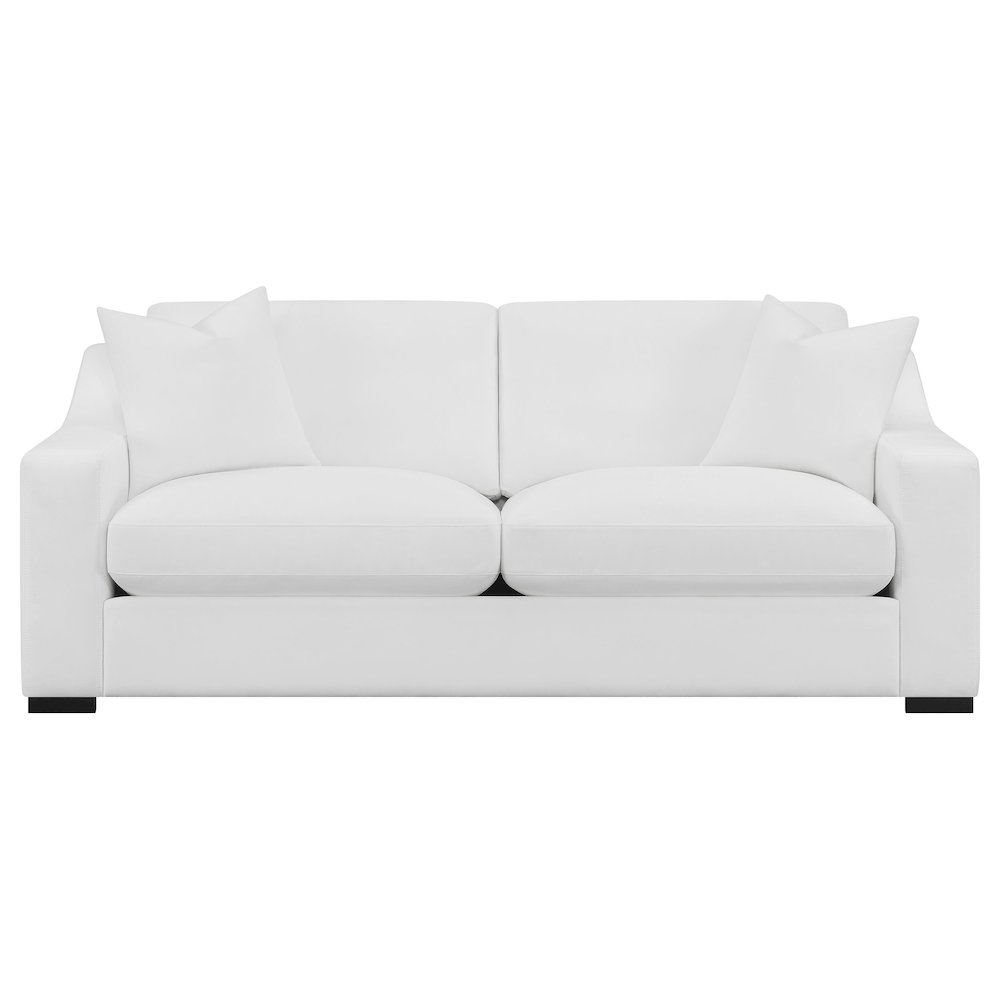 Ashlyn 2-piece Upholstered Sloped Arm Sofa Set White. Picture 4