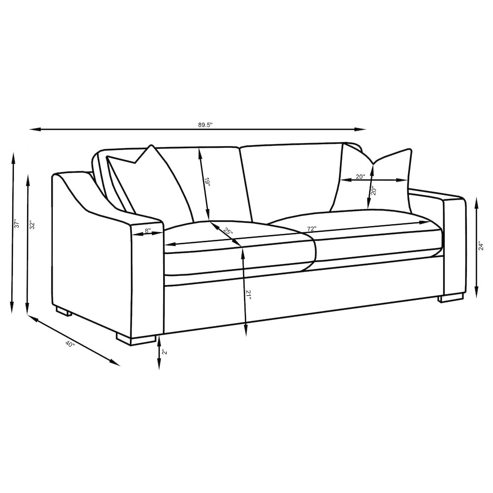 Ashlyn 2-piece Upholstered Sloped Arm Sofa Set White. Picture 13