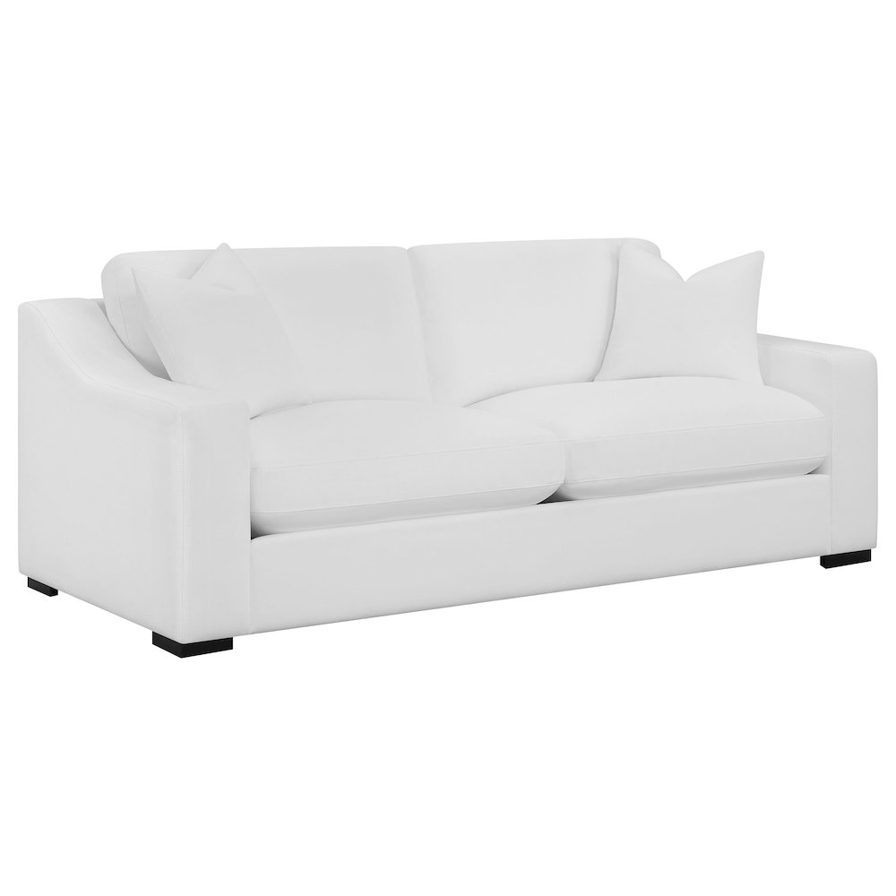 Ashlyn 3-piece Upholstered Sloped Arm Sofa Set White. Picture 3