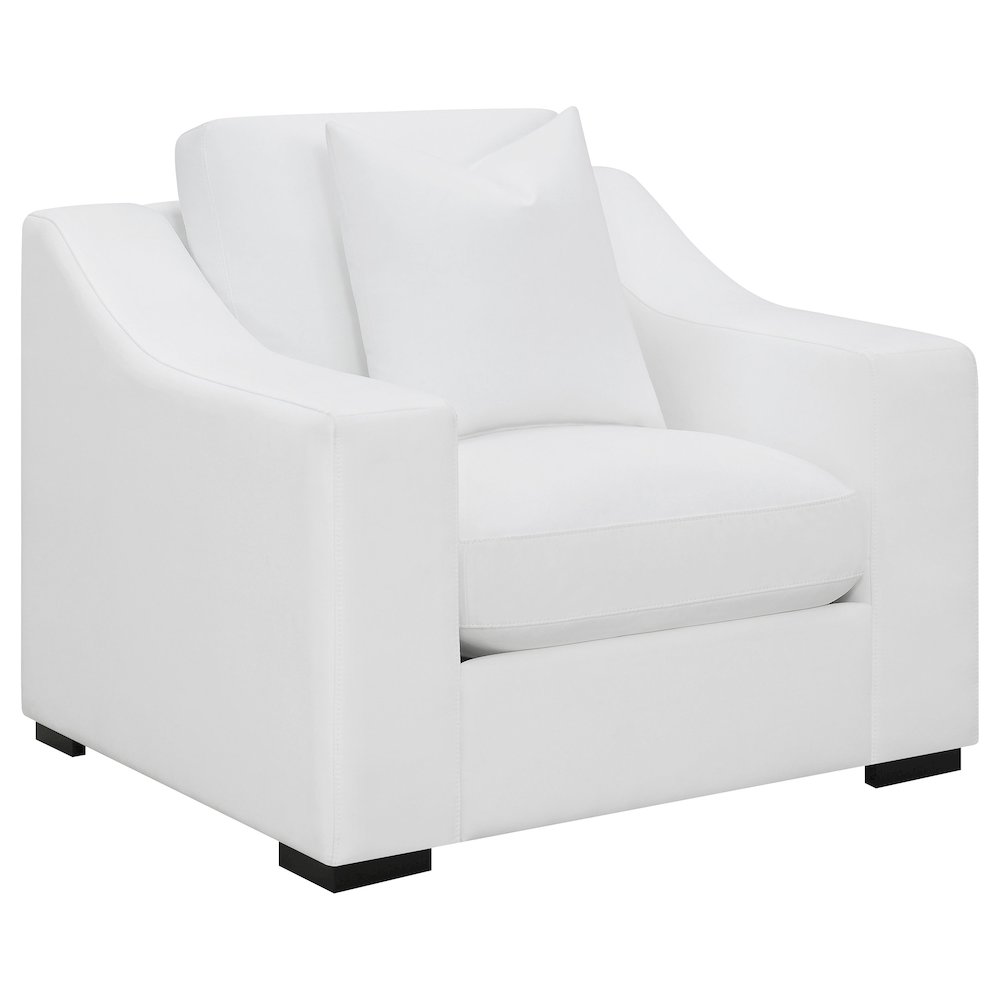 Ashlyn 3-piece Upholstered Sloped Arm Sofa Set White. Picture 9