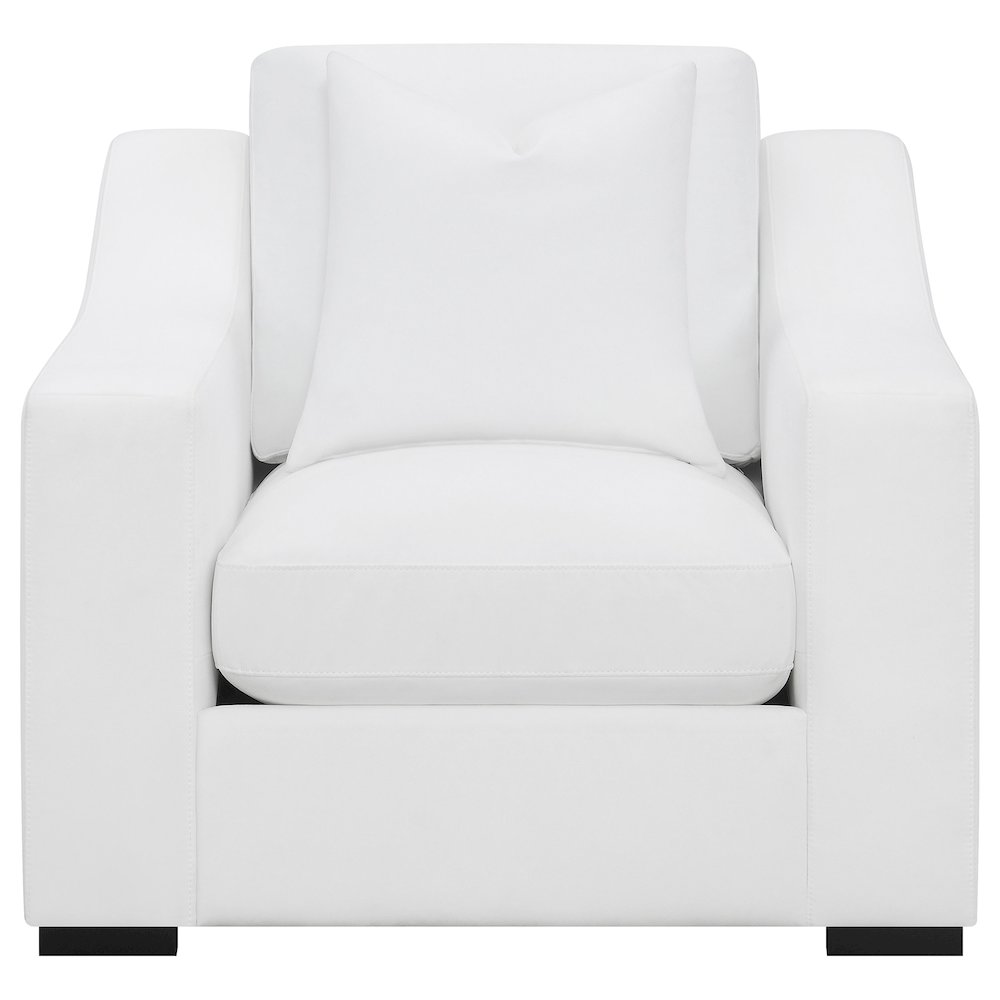 Ashlyn 3-piece Upholstered Sloped Arm Sofa Set White. Picture 10