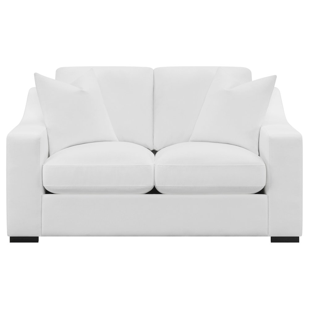 Ashlyn Upholstered Sloped Arm Loveseat White. Picture 3