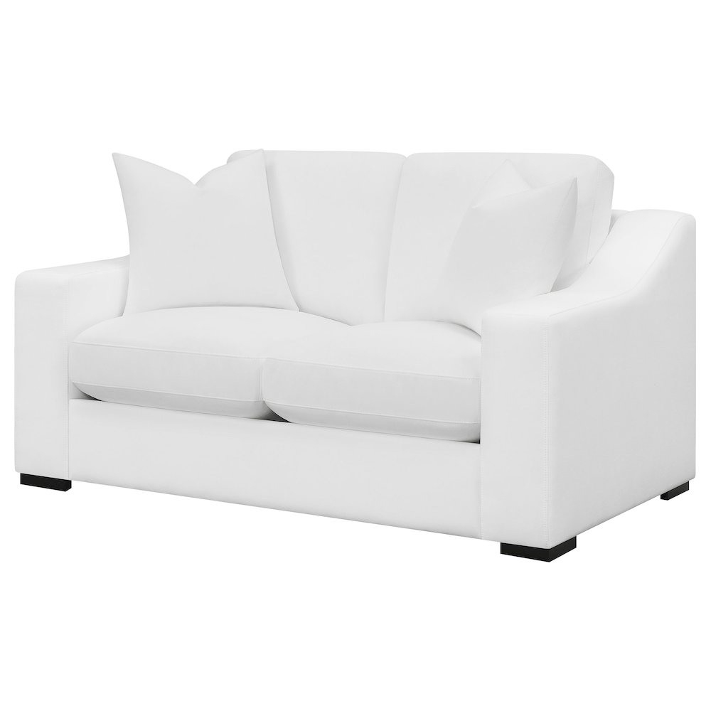 Ashlyn Upholstered Sloped Arm Loveseat White. Picture 4