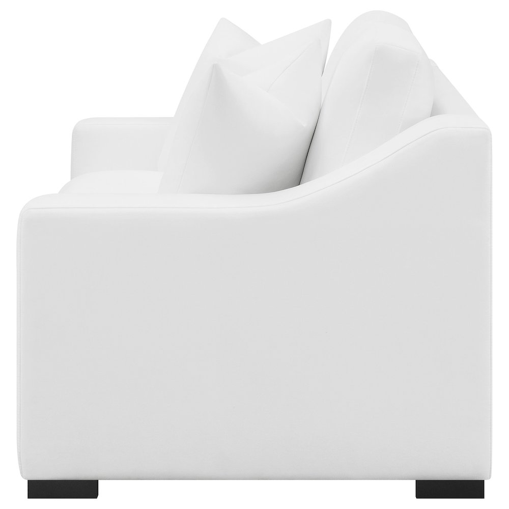 Ashlyn Upholstered Sloped Arm Loveseat White. Picture 5