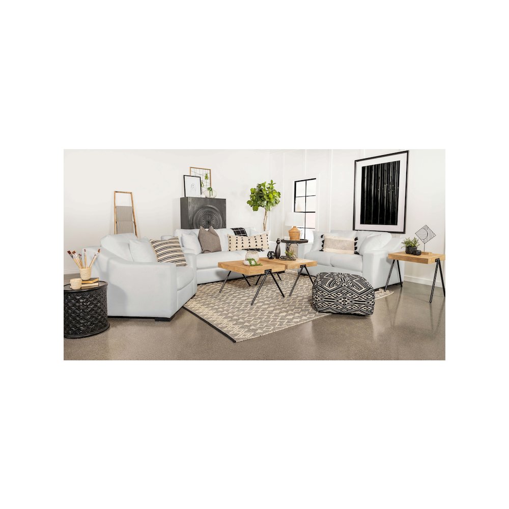 Ashlyn Upholstered Sloped Arm Loveseat White. Picture 11