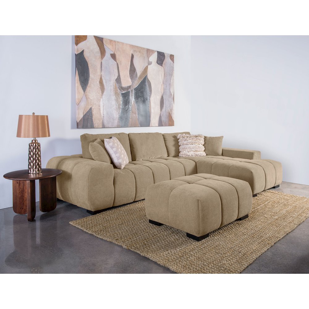 Octavia Upholstered Rectangular Ottoman Camel. Picture 6