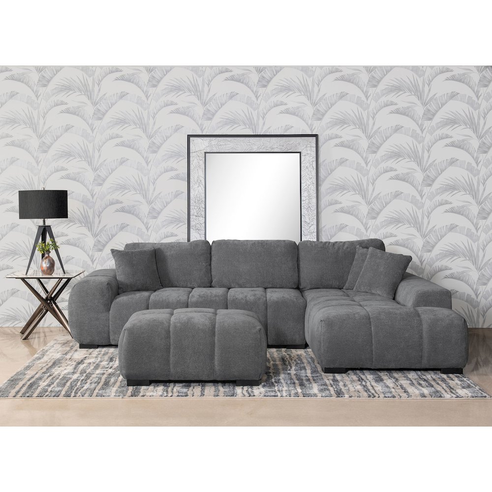 Octavia Upholstered Sectional Chaise Sofa Charcoal Grey. Picture 2
