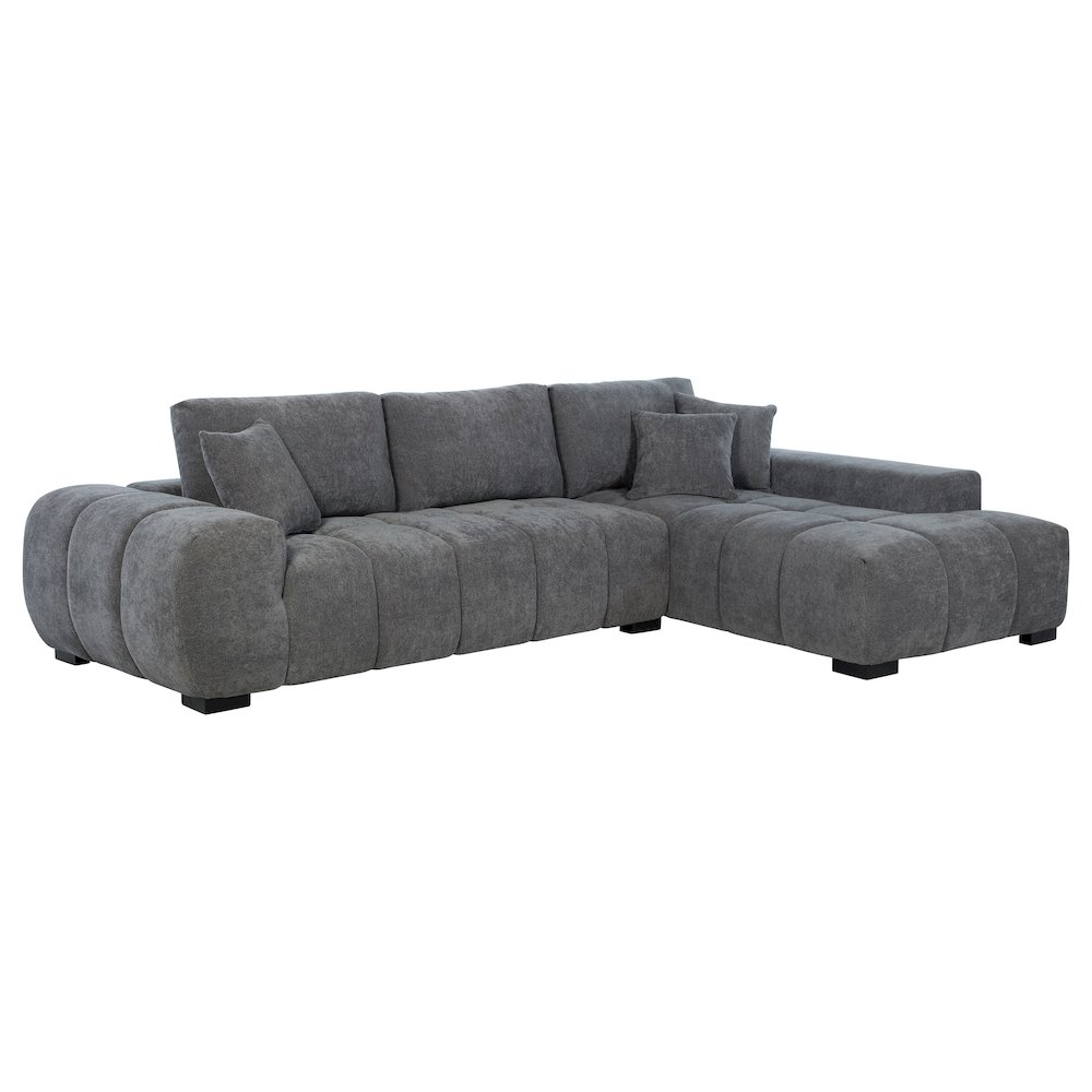 Octavia Upholstered Sectional Chaise Sofa Charcoal Grey. Picture 1