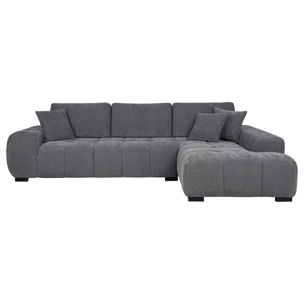 Octavia Upholstered Sectional Chaise Sofa Charcoal Grey. Picture 3