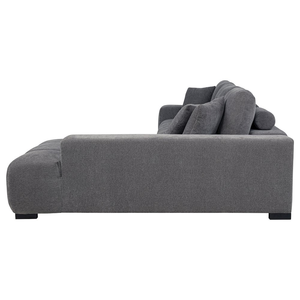 Octavia Upholstered Sectional Chaise Sofa Charcoal Grey. Picture 4
