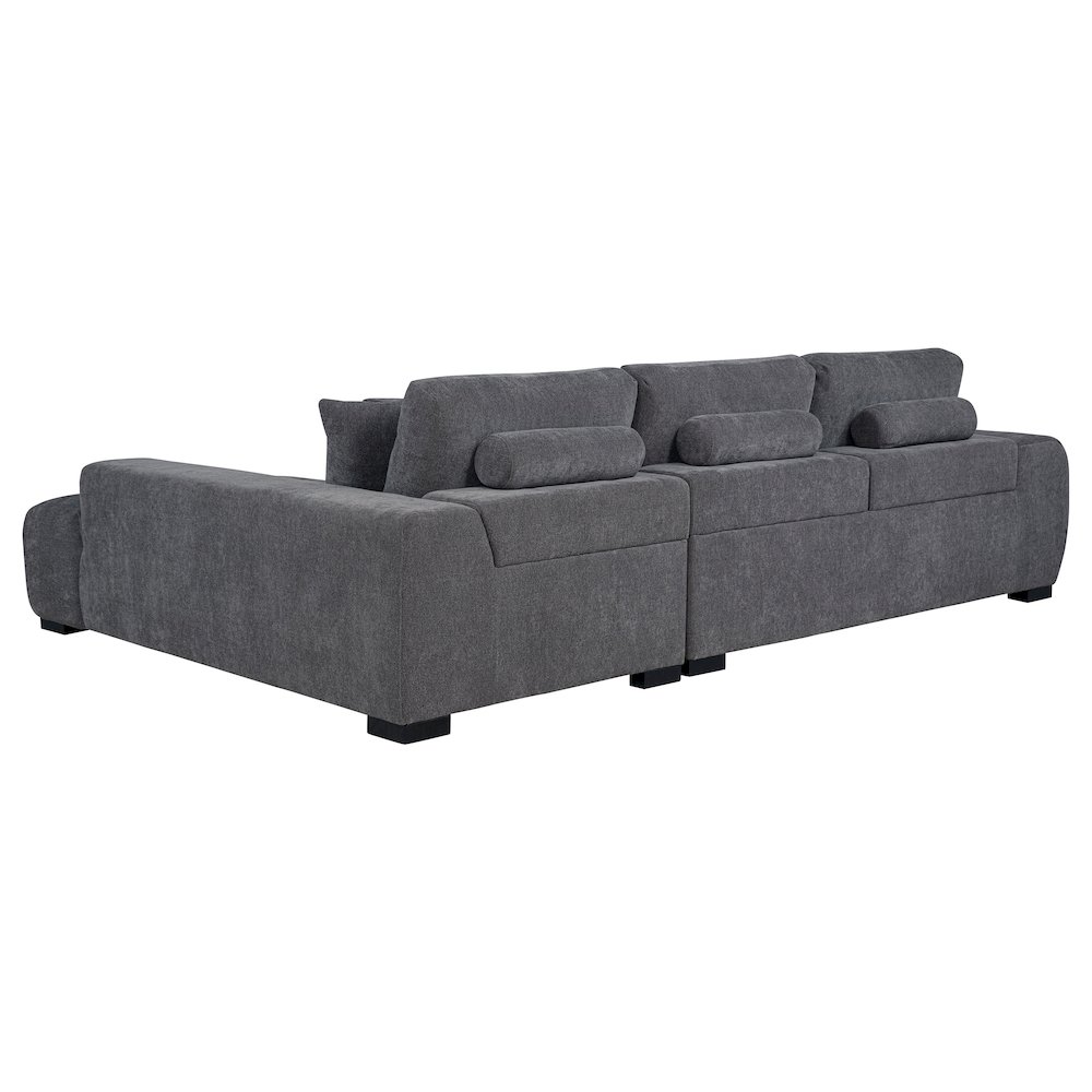 Octavia Upholstered Sectional Chaise Sofa Charcoal Grey. Picture 5