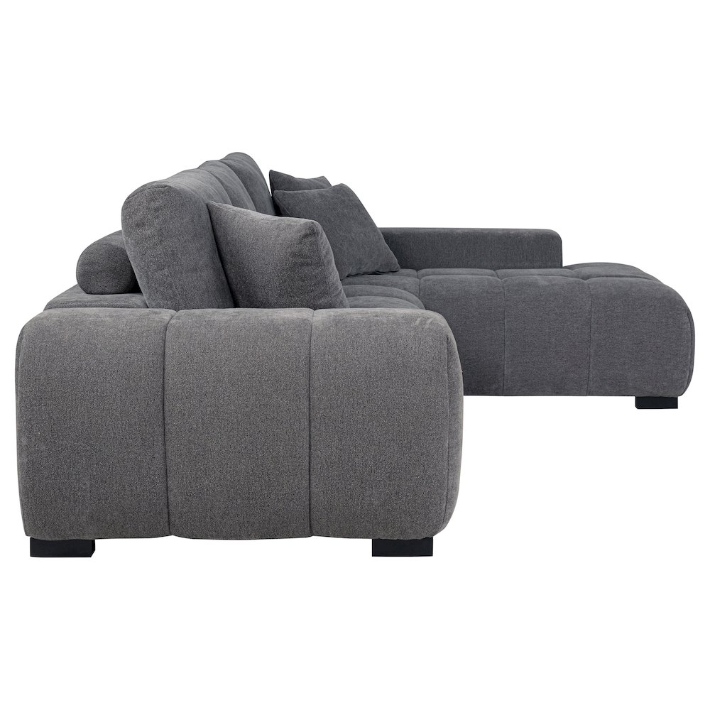 Octavia Upholstered Sectional Chaise Sofa Charcoal Grey. Picture 7