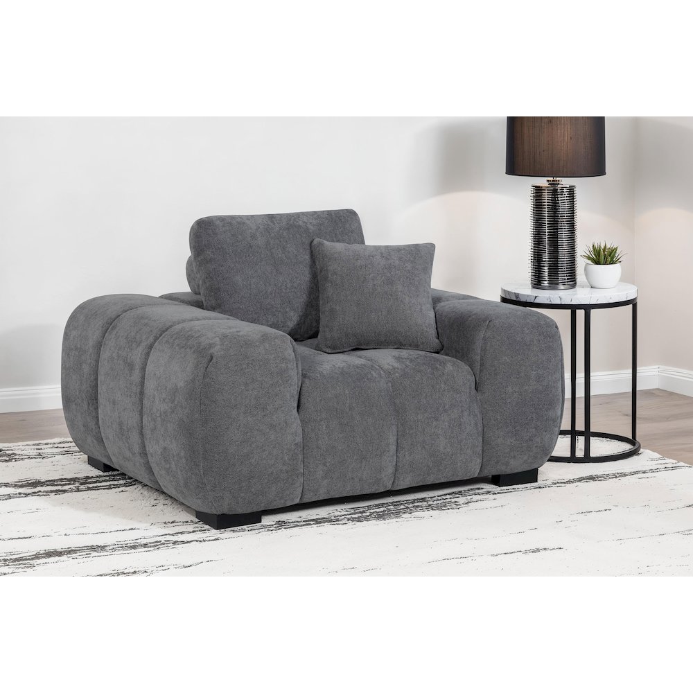 Octavia Upholstered Track Arm Accent Chair Charcoal Grey. Picture 2