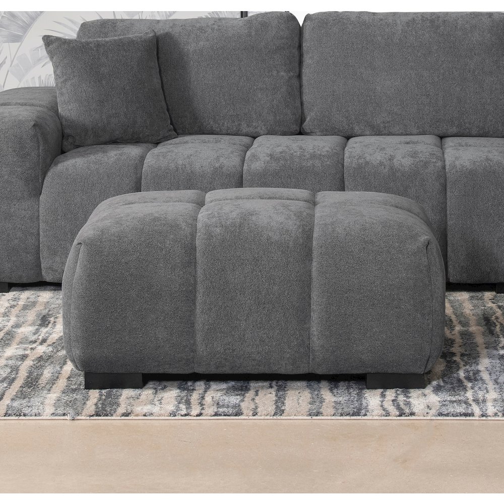 Octavia Upholstered Rectangular Ottoman Charcoal Grey. Picture 2