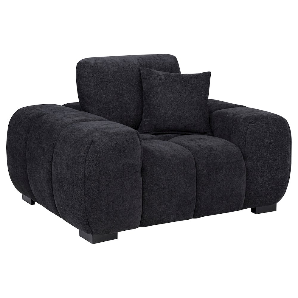 Octavia Fabric Upholstered Track Arm Accent Chair Black. Picture 1