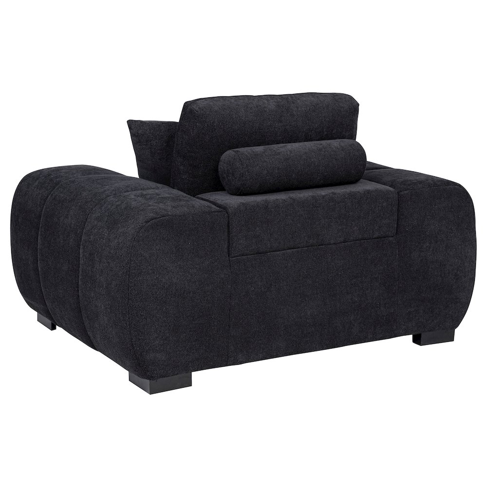 Octavia Fabric Upholstered Track Arm Accent Chair Black. Picture 3