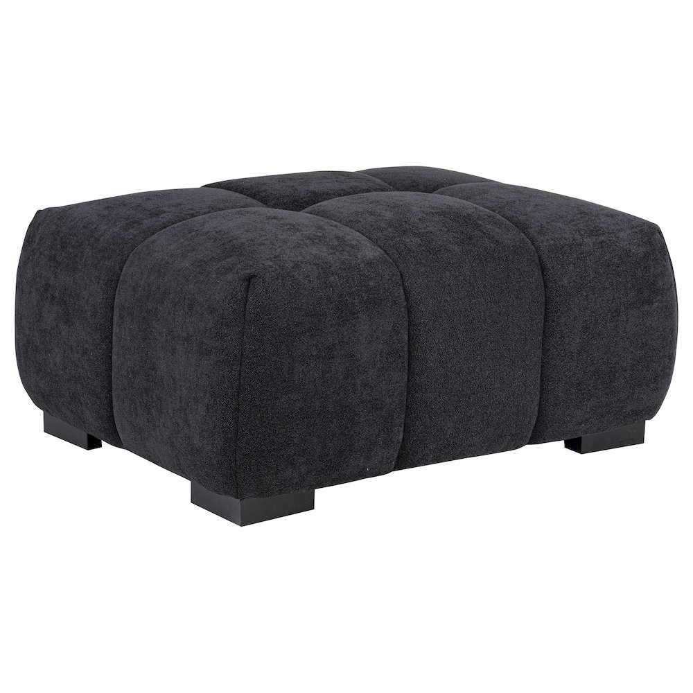 Octavia Fabric Rectangular Upholstered Ottoman Black. Picture 1