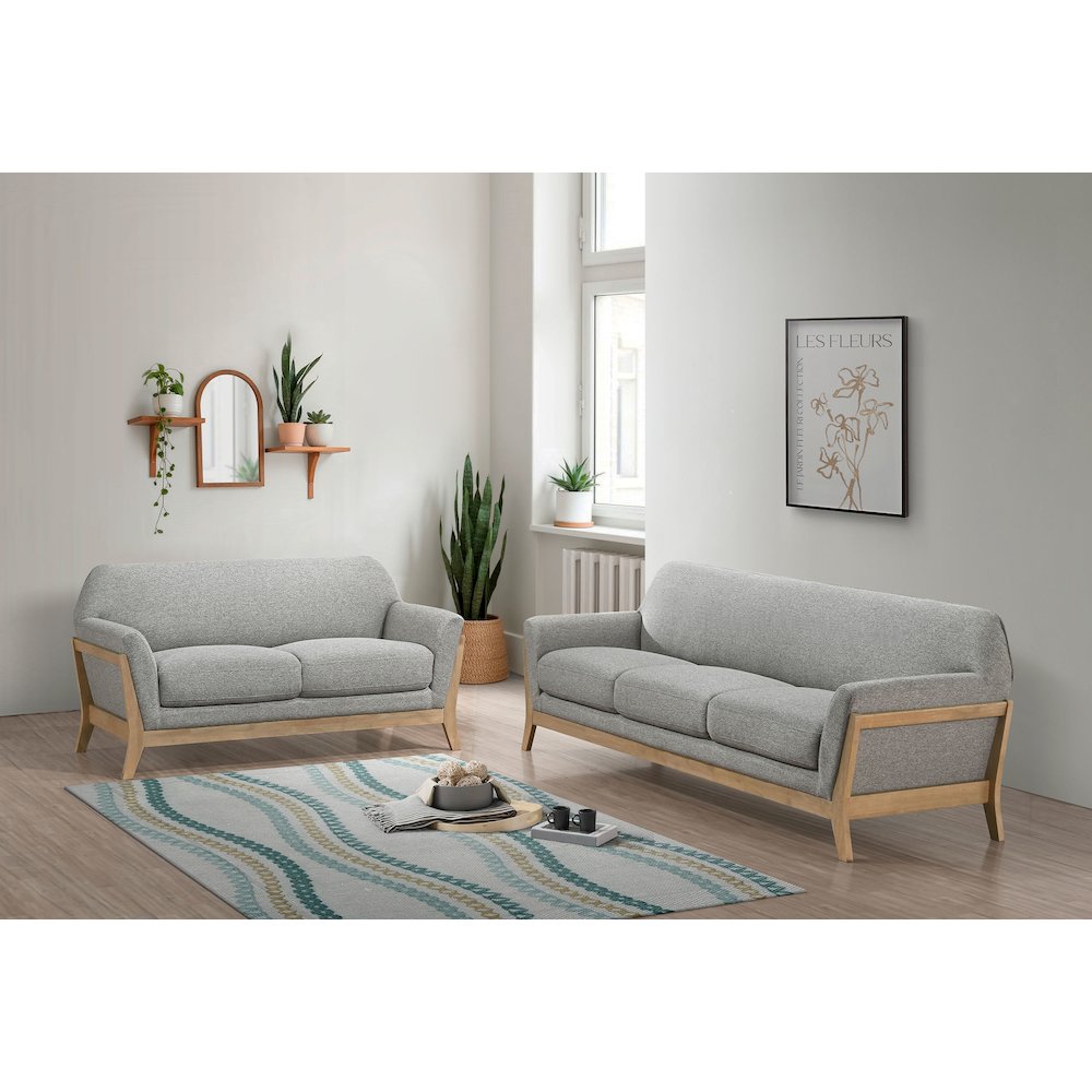 Vaughn 2-piece Fabric Upholstered Flared Arm Sofa Set Grey. Picture 1