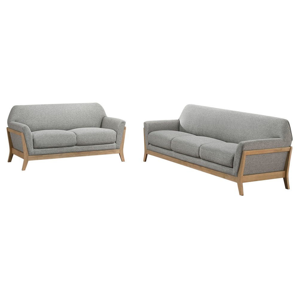 Vaughn 2-piece Fabric Upholstered Flared Arm Sofa Set Grey. Picture 2