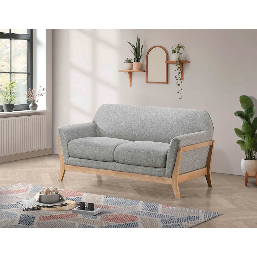 Vaughn Fabric Upholstered Flared Arm Loveseat Grey. Picture 2