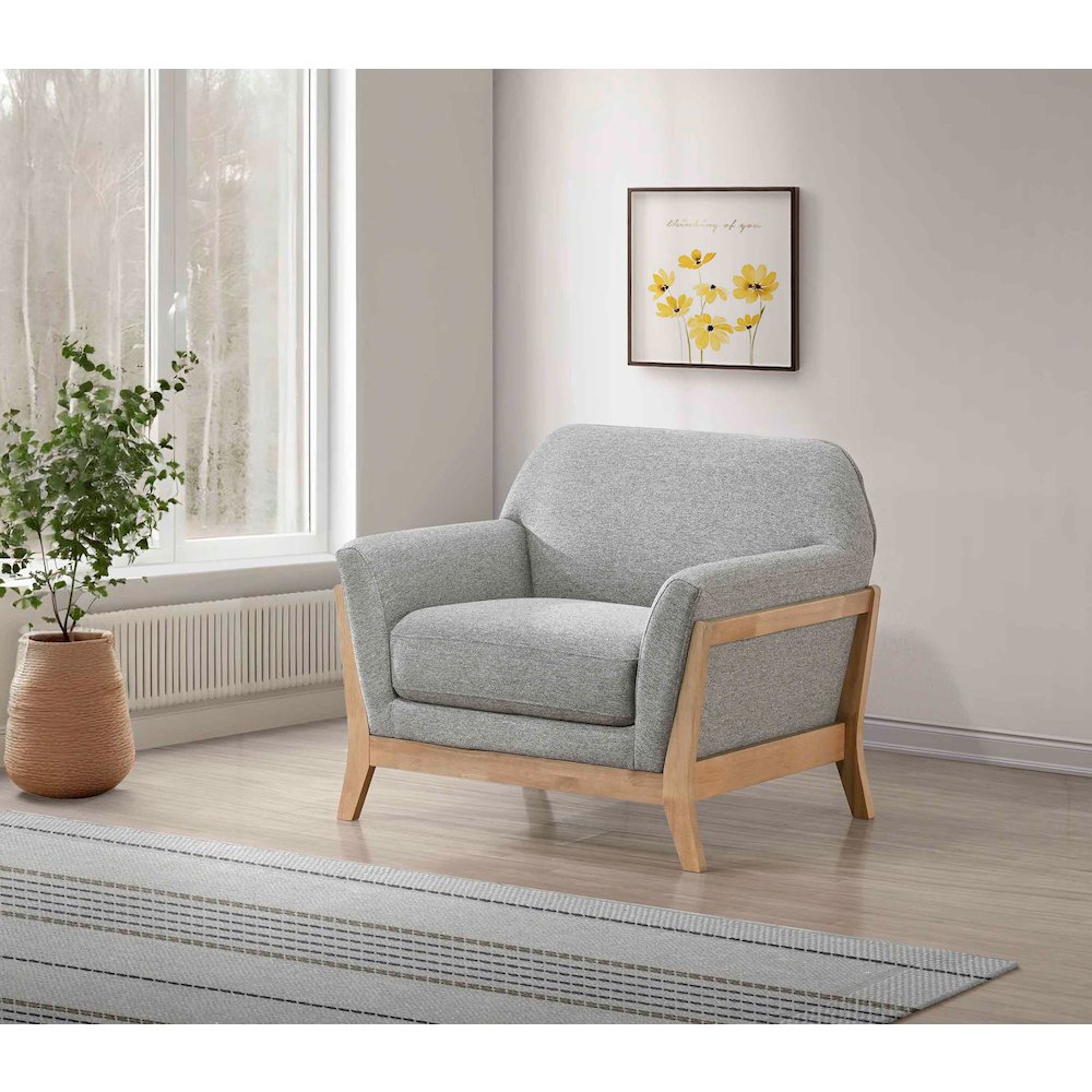 Vaughn Fabric Upholstered Flared Arm Accent Chair Grey. Picture 2