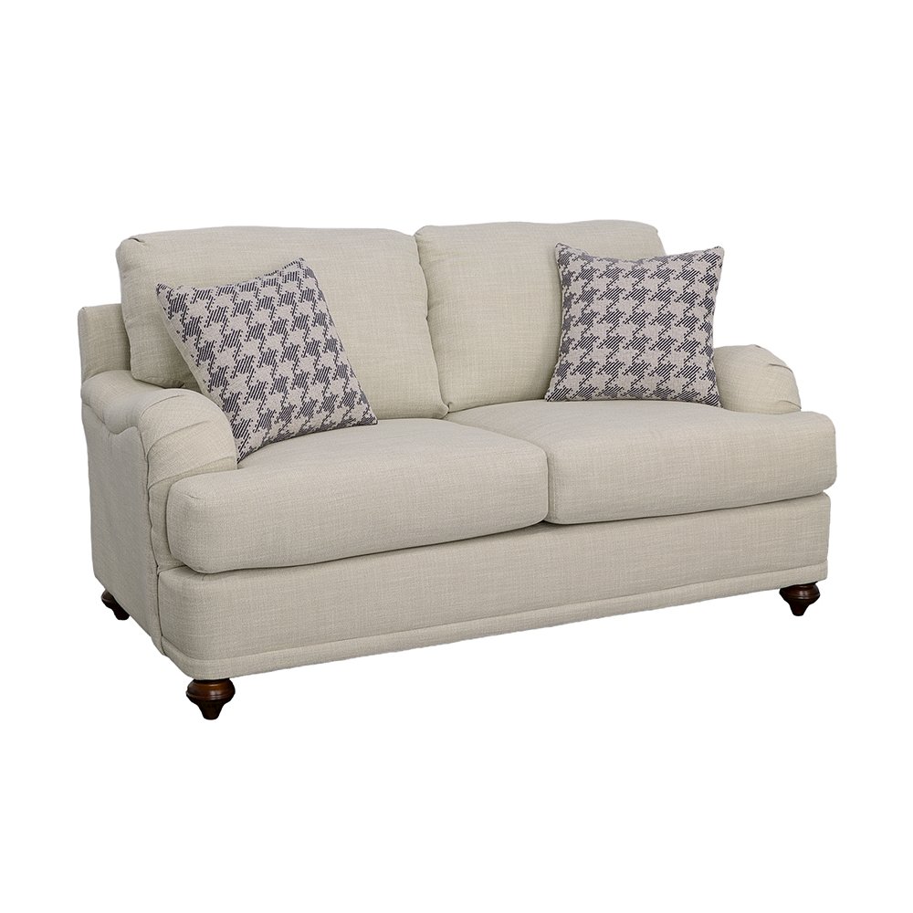 Glenn Upholstered English Arm Loveseat Light Grey and Blue. Picture 1