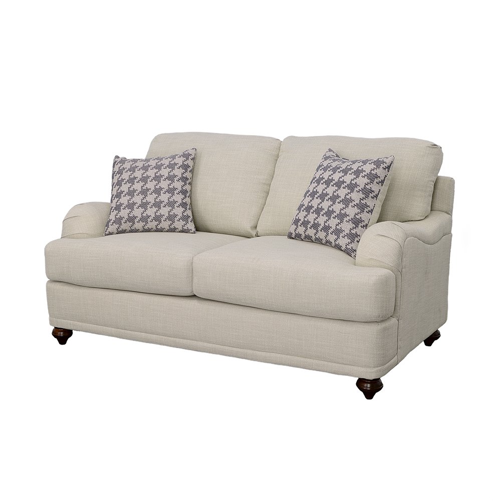 Glenn Upholstered English Arm Loveseat Light Grey and Blue. Picture 4