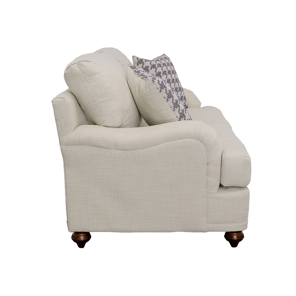 Glenn Upholstered English Arm Loveseat Light Grey and Blue. Picture 5