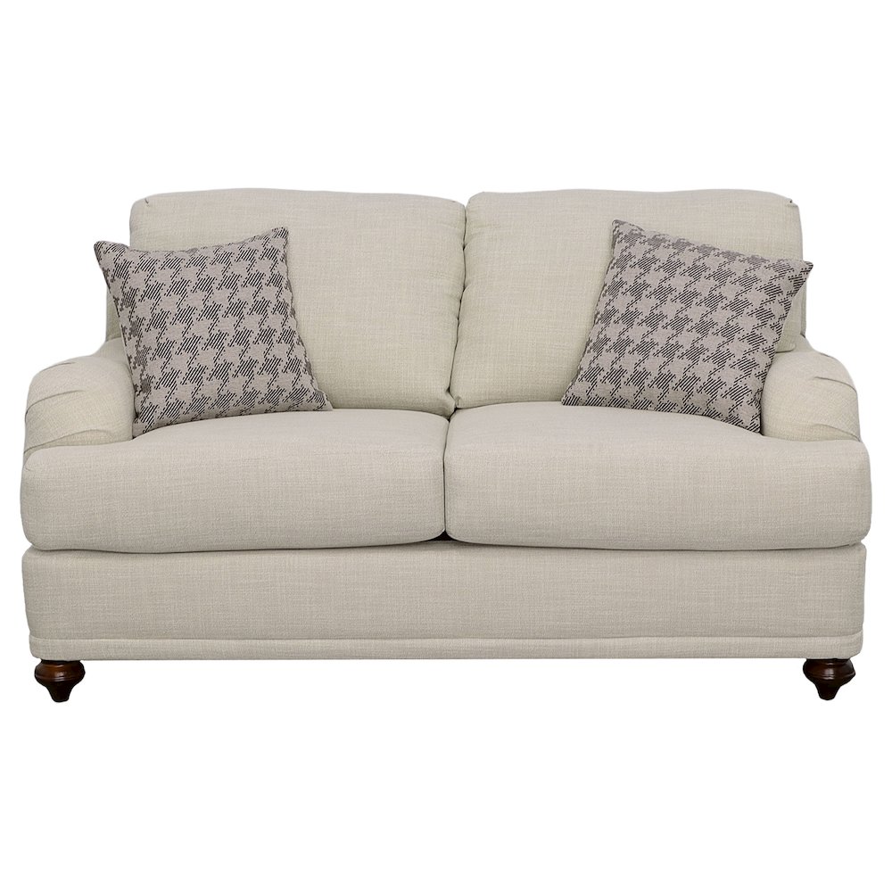 Glenn Upholstered English Arm Loveseat Light Grey and Grey. Picture 4