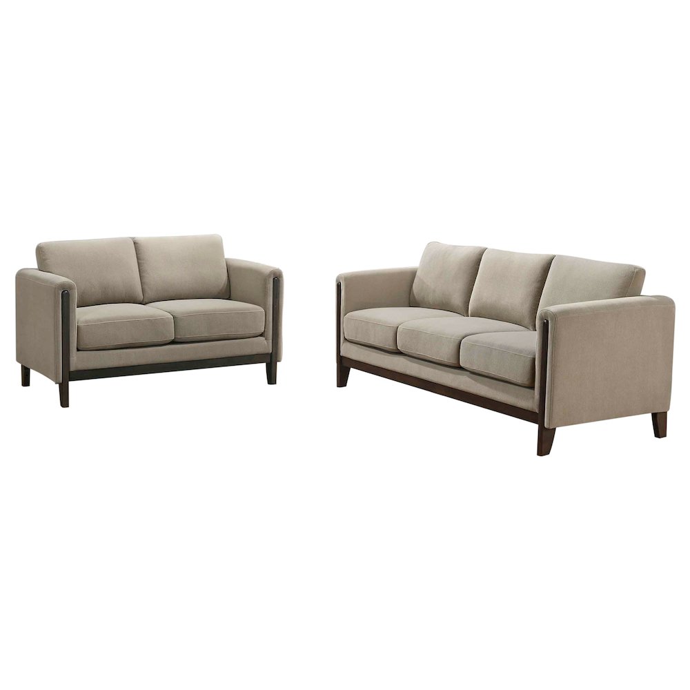 Islington 2-piece Upholstered Panel Arm Sofa Set Taupe. Picture 1