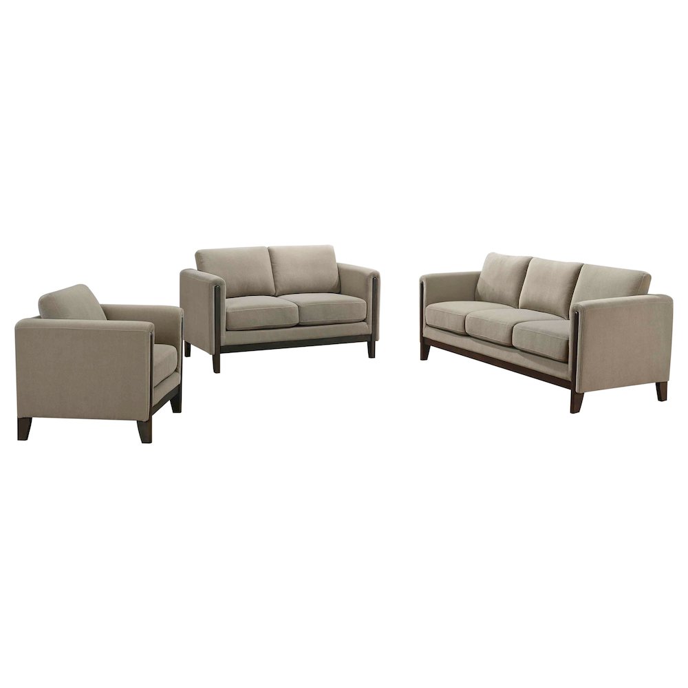 Islington 3-piece Upholstered Panel Arm Sofa Set Taupe. Picture 1