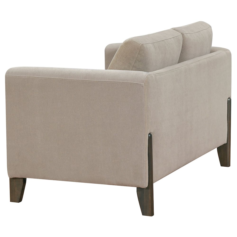 Islington Fabric Upholstered Panel Arm Loveseat Taupe. Picture 3