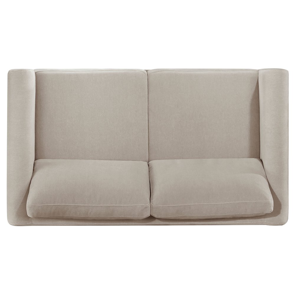 Islington Fabric Upholstered Panel Arm Loveseat Taupe. Picture 5