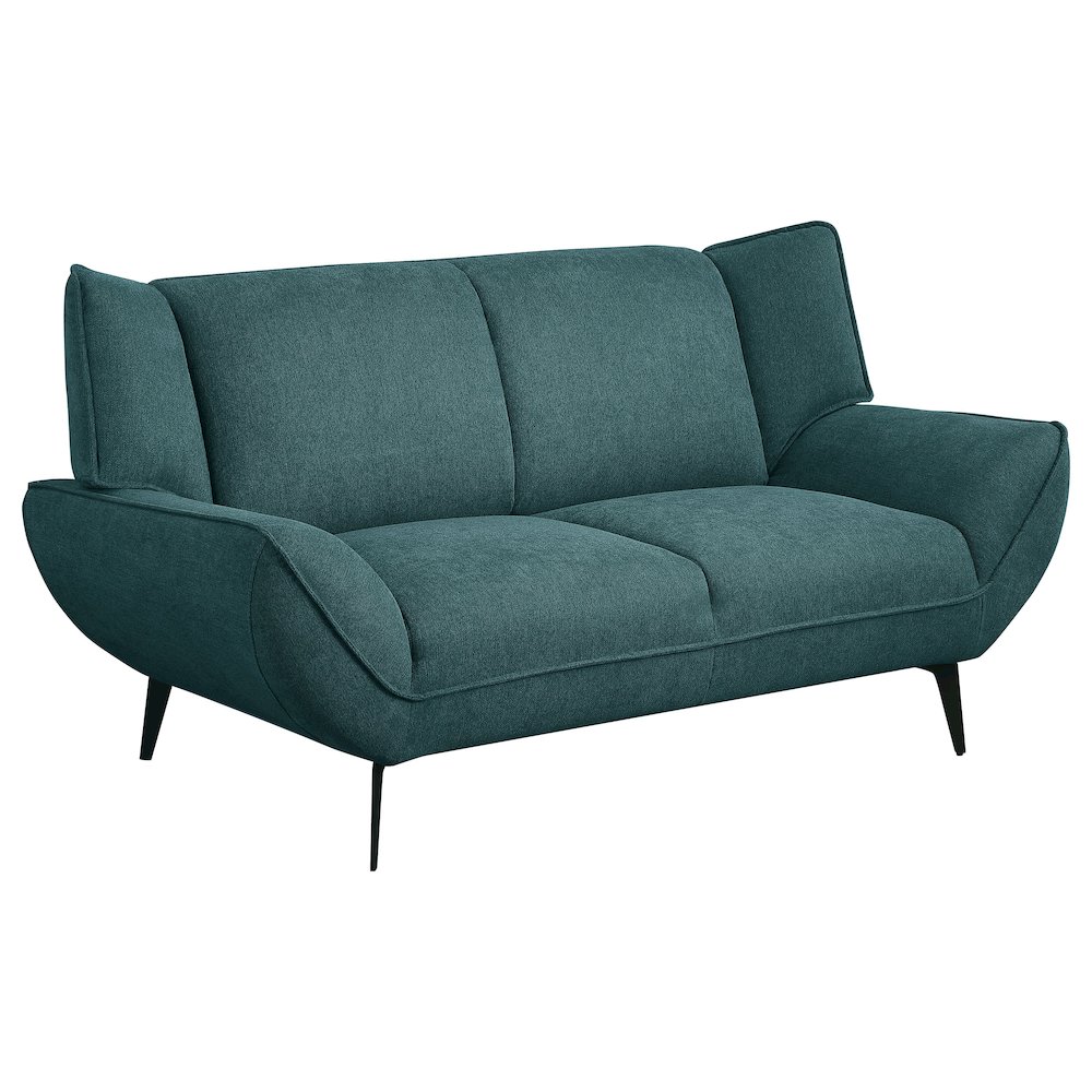 Acton Upholstered Flared Arm Loveseat Teal Blue. Picture 1