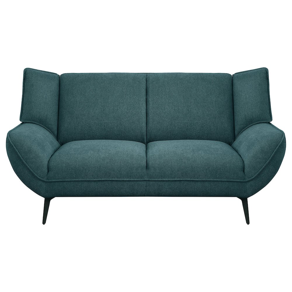 Acton Upholstered Flared Arm Loveseat Teal Blue. Picture 3