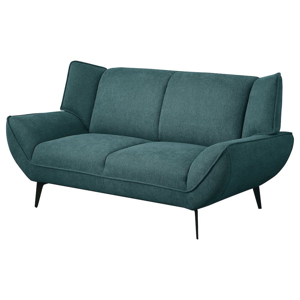 Acton Upholstered Flared Arm Loveseat Teal Blue. Picture 4