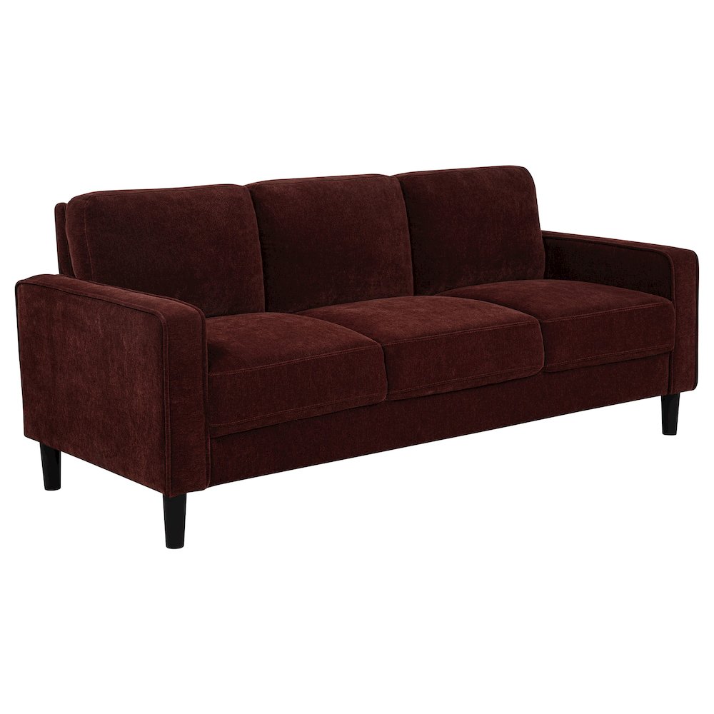 Ruth 77-inch Fabric Upholstered Track Arm Sofa Rust Red. Picture 1
