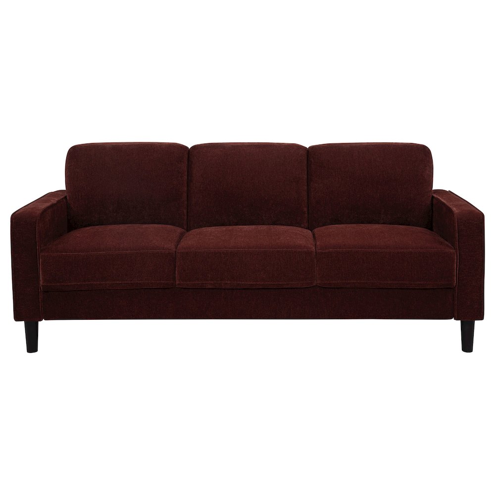 Ruth 77-inch Fabric Upholstered Track Arm Sofa Rust Red. Picture 2
