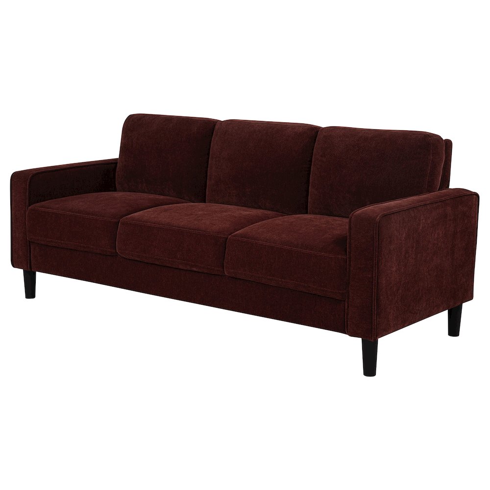 Ruth 77-inch Fabric Upholstered Track Arm Sofa Rust Red. Picture 3